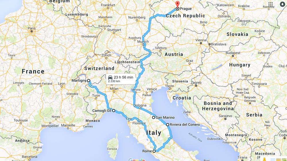 europe road trip map google