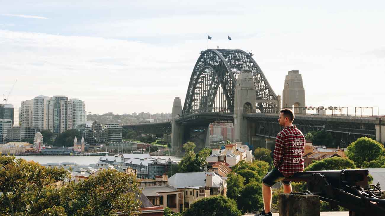 Morning view over the Harbor Bridge in Sydney