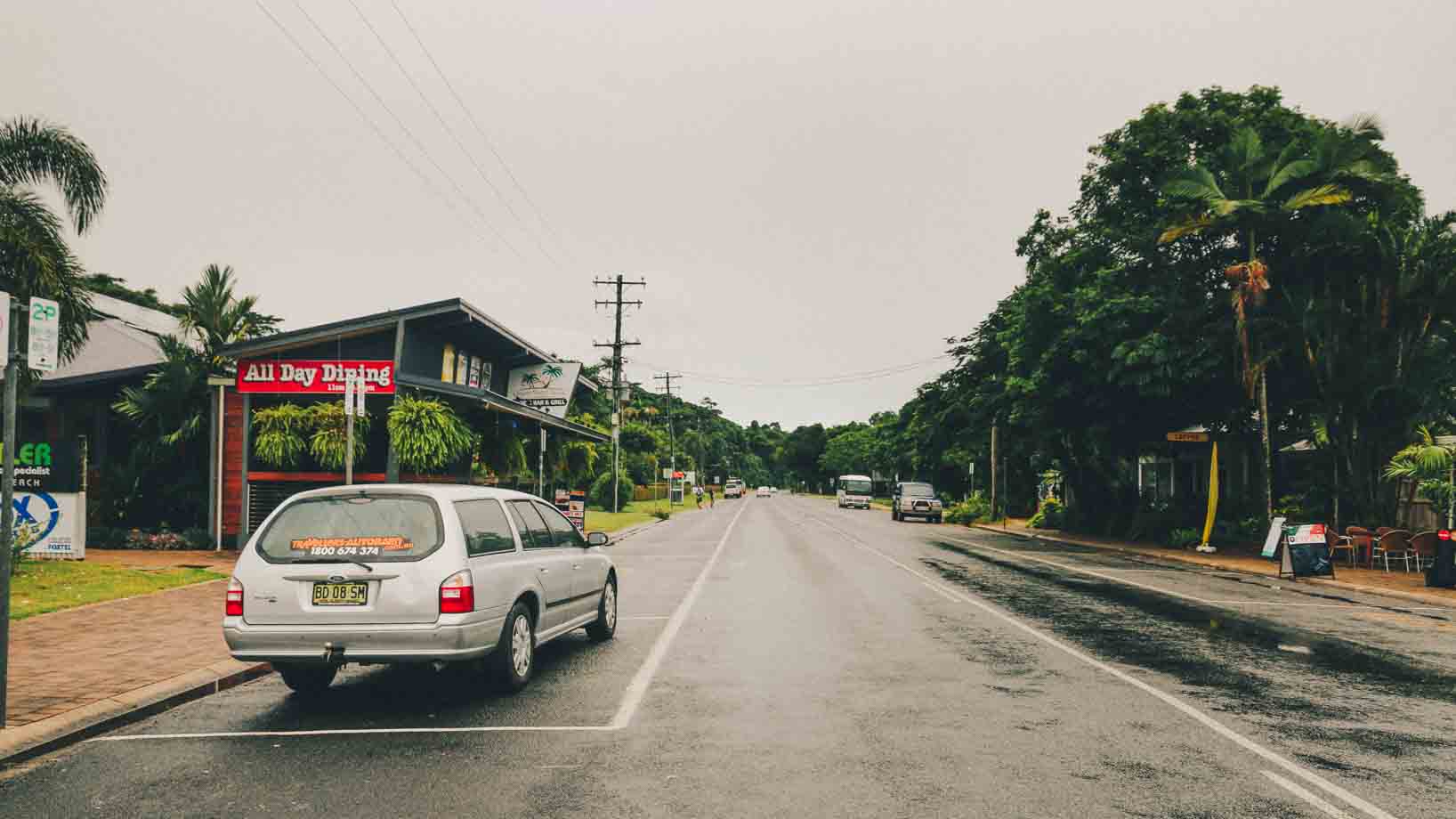 Travellers Autobarn Station wagon parked in Mission beach. Ultimate Guide to East Coast Australia Road Trip