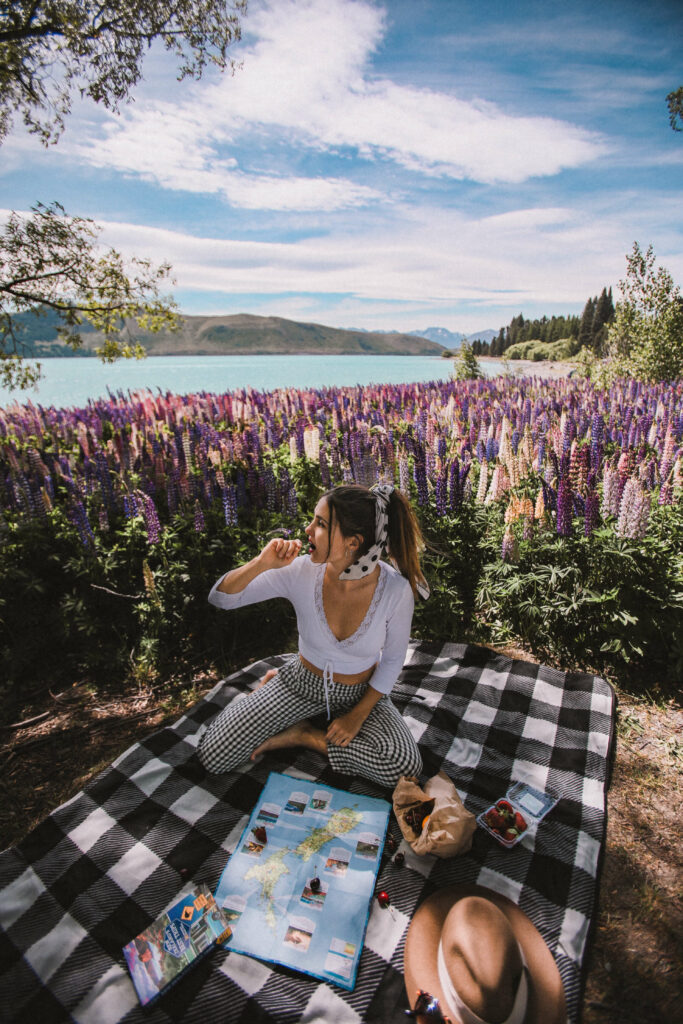 Lake-Tekapo-Picnic-with-lupins